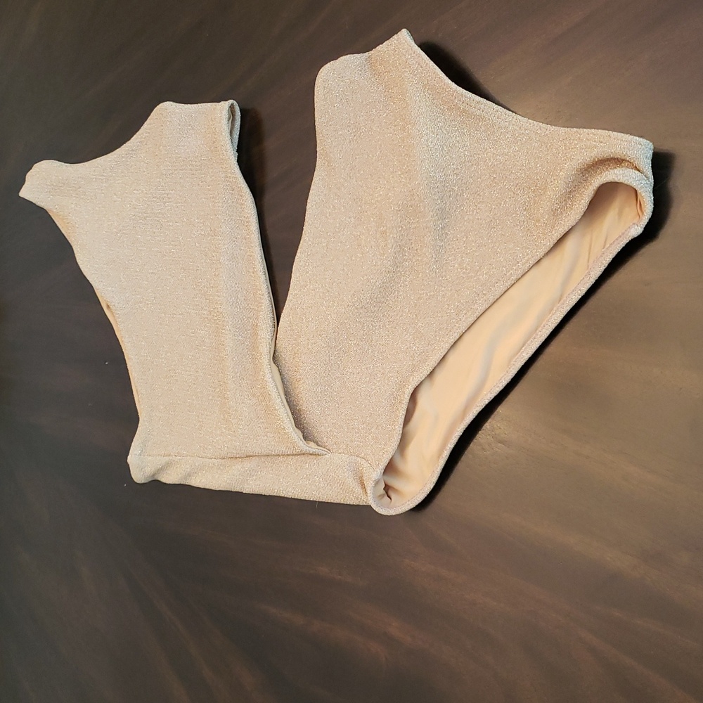 new BEACH RIOT gold sparkle celine one piece lined swimsuit s m - Picture 2 of 4